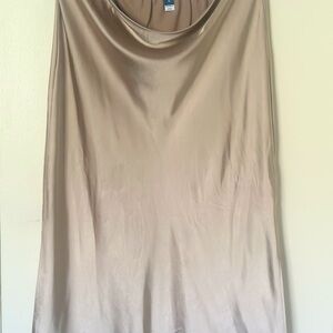 High-Waisted Satin Midi Slip Skirt